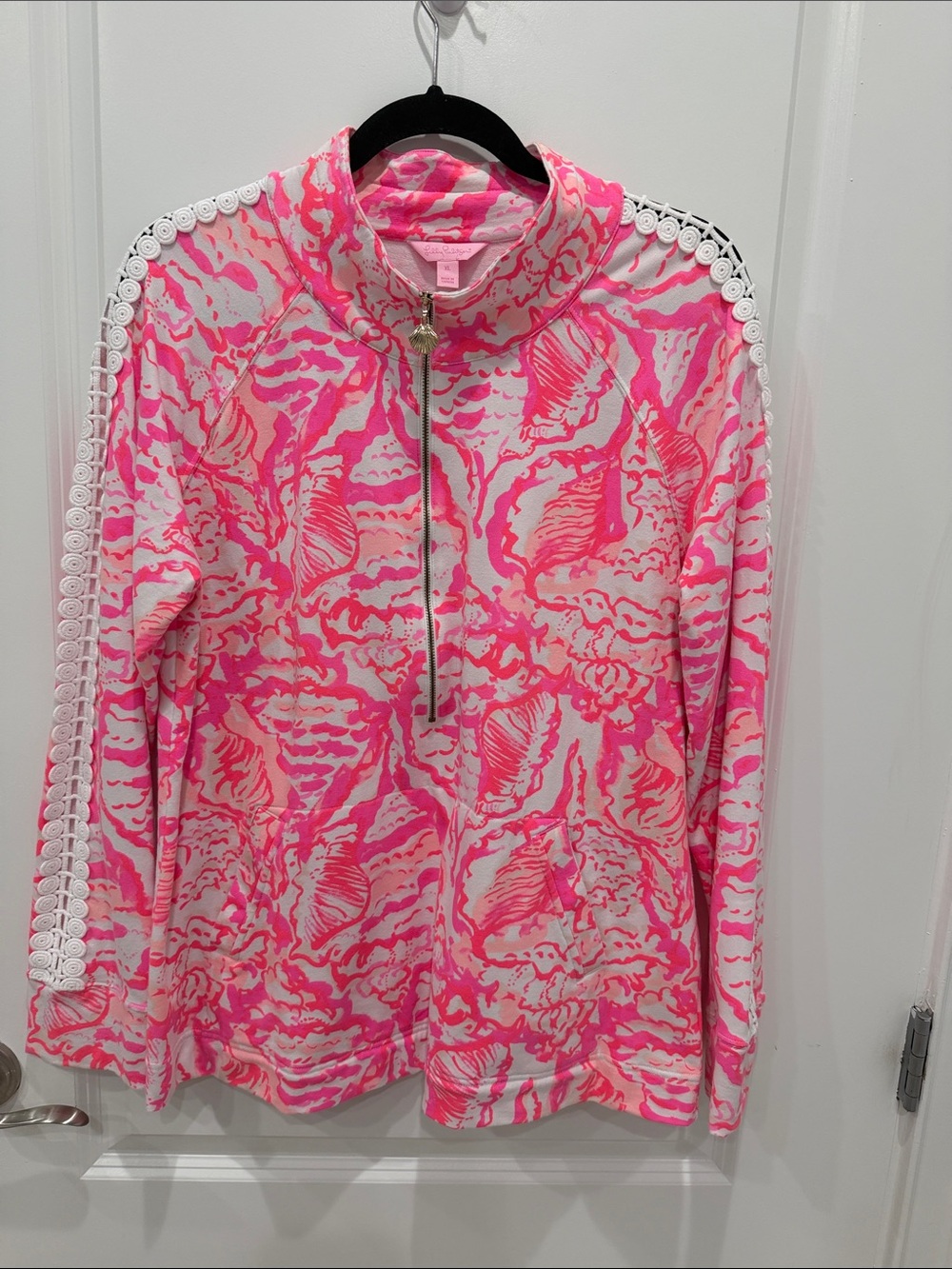 Lilly Pulitzer Neon Pink & Coral Quarter-Zip Bomber Jacket
